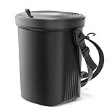 Waretary Trash Can for Car Garbage: Leakproof Silicone Car Waste Bin w/Lid for Drivers and Passengers; 2 Gallon Garbage Container for Vehicle, Sedan, SUV, Van, MPV & Truck (Black)