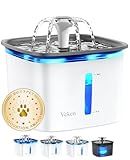 Veken Innovation Award Winner 95oz/2.8L Pet Fountain, Automatic Cat Water Fountain Dog Water Dispenser with Replacement Filters for Cats, Dogs, Multiple Pets (Grey, Plastic)
