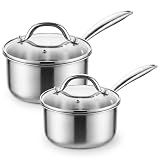 Idymere Tri-Ply Stainless Steel Pot 1.5Qt & 2.5Qt with Lids