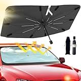 2026 Windshield Sun Shade Umbrella, Foldable Car Umbrella Sunshade with UV Block Car Front Window (Heat Insulation Protection) for Auto Windshield Covers Blackout Trucks Cars (Large)