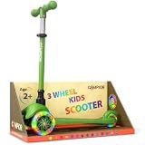 Green Mini 3 Wheel Scooter for Kids – Lean-to-Steer with LED Light-Up Wheels, Adjustable Handlebar, Wide Anti-Slip Deck, Smooth PU Wheels, Rear Foot Brake – Toddler Scooter for Ages 2+