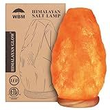 WBM Salt Lamp - USB Himalayan Salt Lamp with Touch Dimmer Control, Natural Pink Crystal, 5-7 lbs, Wooden Base, LED Bulb, Room Decor, Home Decor, Relaxation, Ambiance, Gift