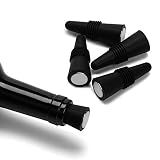 OHMAXHO Wine Stoppers (Set of 5), Silicone Wine Bottle stopper and Beverage Bottle Stoppers, Black