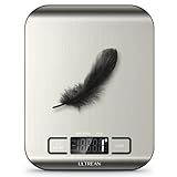 Ultrean Food Scale, Digital Kitchen Scale with LCD Display, Weight Grams and Ounces for Baking Cooking and Meal Prep, 6 Units with Tare Function, 304 Stainless Steel, 11lb (Batteries Included)