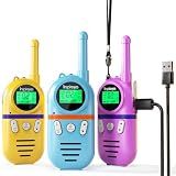 Inspireyes Kids Walkie Talkies, Rechargeable 3 Pack Long Range 2-Way Radios