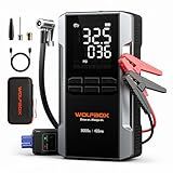WOLFBOX 3000A Jump Starter with Air Compressor, 59.2Wh&160PSI Portable Car Battery Jump Starter with 65W Fast Charging, 12V Battery Pack (8L Gas 6L Diesel Engine) with Boost, Light and Jumper Cables