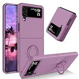 DUEDUE Design for Samsung Galaxy Z Flip 4 5G Case Liquid Silicone Soft Gel Rubber Slim Cover Cases with Ring Holder Kickstand Shockproof Phone Case for Samsung Z Flip 4 5G 6.7", Purple