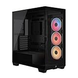 CORSAIR 3500X LX RGB Link Panoramic Mid-Tower PC Case – 3X Pre-Installed Fans, High Airflow, Spacious Interior, GPU Anti-Sag, Reverse Connection Motherboard Compatible – Black