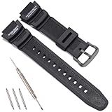 Resin Watch Band Compatible with Casio SGW 300 400 500 AE 1000 1200 Men's Waterproof Sport Rubber Replacement Strap 18mm Bracelet (Black buckle)