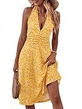 HUHOT Sexy Summer 2025 Yellow Dress Women Casual Resort Wear Sundresses Beach Vacation Clothes for Women Cruise Outfits Spring Graduation Boho Halter Easter Dresses Teens