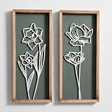 3D Floral Green Wall Art (Set of 2) Lightweight, Wooden Ready-to-Hang Boho Framed Wall Art for Bathroom, Bedroom, Living Room or Office – Premium Sage Green Farmhouse Decor – Gift-Boxed