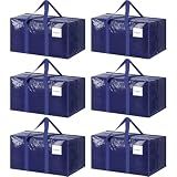 6 Pack Extra Heavy Duty Large Moving Bags with Strong Zipper, Dark Blue