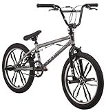 Mongoose Legion Mag Kids Freestyle Sidewalk BMX Bike, Beginner Riders, Girls and Boys, 20-Inch Stylish Aluminum Mag Wheels With 4 Axle Pegs, Hi-Ten Steel Frame, Micro Drive 40x16T BMX Gearing, Silver