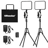 UBeesize 2-Pack LED Video Light Kit, 3000-6500K Dimmable Photography Studio Lights with Tripod Stand & Phone Holder, Video Recording & Streaming Lighting for Makeup, Gaming, YouTube