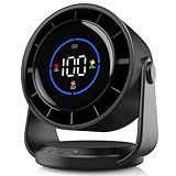 YOSHENMO Desk Fan, Turbo Table Fan for Bedroom, 100-Speed Digital Display, Low Noise, 105° Adjustable Tilt, 7.5-inch, Rechargeable Battery, Wall-Mouted Design for Home, Office, Travel Dark Black