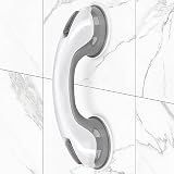 Islafeliz Shower Handle 1 Pack Grab Bars for Bathtubs & Showers, 12 inch Grab Bars for Bathroom with Strong Hold Suction Cup, Balance Bar Safety Hand Rail for Injury, Senior, Elderly Grey