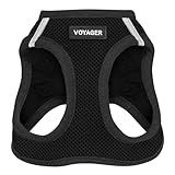 Voyager Step-In Air Dog Harness - All Weather Mesh, Reflective, No Pull Harness for Small, Medium Dogs, Cats - Secure with Hook & Loop Fastener, Buckle, Double D-Rings - Black/Black Trim, S