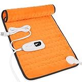 Deepsoon Heating Pad,Electric Heating Pads for Back,Neck,Abdomen,Moist Heating Pad for Shoulder,Knee,Arms,Legs,Dry/Moist Heat & Auto Shut Off,Birthday Gifts for Men and Women,Orange Black,24x12 Inch