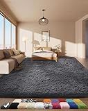 Ophanie Area Rugs for Bedroom, Upgrade Non-Slip Grey Fluffy Soft Shag Carpet, Indoor Floor Gray 4x6 Fuzzy Shaggy Living Room Plush Rug for Kids Home Dorm Decor Aesthetic
