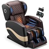 TLIFE Massage Chair Full Body Zero Gravity Recliner 14 Fix Rollers, Brown