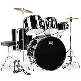 Best Choice Products 5-Piece Full Size Complete Adult Drum Set w/Cymbal Stands, Stool, Drum Pedal, Sticks, Floor Tom - Black