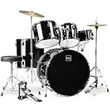 Best Choice Products 5-Piece Full Size Complete Adult Drum Set w/Cymbal Stands, Stool, Drum Pedal, Sticks, Floor Tom - Black