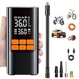 Tire Inflator Portable Air Compressor, Electric Air Pump with Digital Tire Pressure Gauge, Dual Digital LCD, Triple Cooling System, Cordless Tire Inflator for Bike, Tire and Car