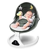 Electric Baby Swing with Remote Control - 5 Natural Motion Speeds, Detachable Seat Pad | Portable Infant Swing for Indoor/Outdoor Use (0-12M, 20lbs)(Green)