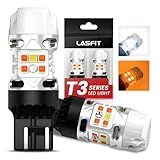 LASFIT T3 7443 Switchback LED Bulb 7444 LED Front Turn Signal Light Parking Light 7444NA Built in Resistor 100% Error Free White Amber(2pcs)