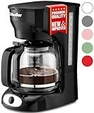 Mueller 12-Cup Drip Coffee Maker - Borosilicate Carafe, Auto-Off, Reusable Filter, Anti-Drip, Keep-Warm Function, Clear Water Level Window Coffee Machine, Kitchen Essentials & Accessories