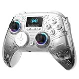 AOC Interactive Screen PC Controller — Wireless Controller Compatible with PC/Switch/Switch 2/iOS/Android, Hall Effect Joystick & Triggers, RGB Lighting, Adjustable Vibration/Turbo, 1000mAh Battery(White)