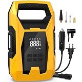 CARSUN AC/DC Tire Inflator Portable Air Compressor, Dual Power for Home 110V AC and Car 12V DC Air Pump with Pressure Gauge, Auto Shutoff, Tire Pump for Car Motorcycle Bicycle and Other Inflatables