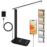 shinelife LED Desk Lamp for Office Home, Bright Desk Light with USB Charging Port, Adjustable Dimmable Desk Lamps 5 Modes 5 Brightness, Touch Study Lamp for Nail, Craft, Puzzle, Sewing, Study, Black
