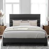 Allewie Queen Size Platform Bed Frame with Fabric Upholstered Headboard