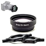 FotoZ HD Snap-on Macro Lens with 37-52mm & 55-72mm Universal Adapter for Telephoto Lenses, Compatible with Most Canon Sony Nikon Camera, 37 40.5 43 46 49 52 55 58 62 67 72mm Snap-on Macro Lens