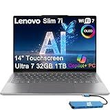 Lenovo Slim 7i Aura Edition AI Laptop (14" FHD+ OLED Touchscreen, Intel Core Ultra 7 258V, 32GB DDR5, 1TB SSD), Arc 140V GPU, Copilot+ PC, 17-Hr Battery Life, 5MP IR Webcam, Wi-Fi 7, Win 11 Home