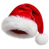 Christmas Santa Hat for Adults Thicken Soft Velvet Fur Xmas Holiday Hat
