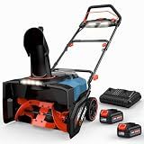 SENIX 40V 21-Inch Cordless Snow Blower with Variable-Speed Steel Auger