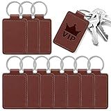Tikjiua Rectangular Leather Key Fob Kit, 10 Pcs PU Leather Key Fobs with Rivets and Keychain Ring, Keychains Holder for Keychain Making Diy Craft Working