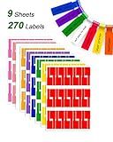 270 Pcs Cable Labels - 9 Colors, Waterproof, Self-Adhesive, Tear Resistant Wire Labels for Electronics & Laser Printer
