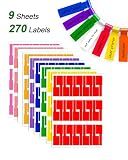 270 Pcs Cable Labels Tags for Cable Management, 9 Colors Cord Tags for Electronics, Waterproof Labeling Wire, Self Adhesive Tear Resistant Wire Labels Laser Printer & Handwriting
