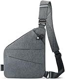 WANDER PLUS® Anti Theft Crossbody Travel Bag for Women Men, Multi-Pocket Crossbody Bag, Slim Sling Bag with Adjustable Strap, Gray