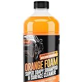 SwiftJet Orange Foam Car Wash Soap – pH Balanced Super Soapy Shampoo & Surface Cleaner – Thick Foaming Suds for Cars, Trucks, SUVs & Boats – Streak-Free Shine, Safe on Wax & Sealant (16 FL OZ)