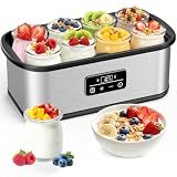 Yogurt Maker with 1-48H Time & 68-127℉ Temperature Control, Yogurt Maker Machine with Auto-off, Make Healthy Yogurt with Full Probiotics, 8×6oz Glass Jars