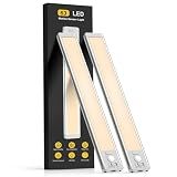 MCGOR 14.7inch Under Cabinet Lighting, 2 Pack Rechargeable Motion Sensor Light Indoor, 5 Levels Dimmable Magnetic Closet Lights, Wireless Under Counter Lights for Kitchen, Stairs,Hallway