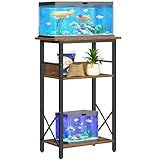 HOOBRO 10 Gallon Aquarium Stand, 3-Tier Fish Tank Stand with Storage, Reptile Turtle Tank Stand with Metal Frame, 20.5" L x 11" W , Rustic Brown BF52FT01