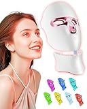 FOLOKE Red Light Therapy Mask for Face & Neck, LED Face Light Therapy,USB C Rechargeable,Infrared Mask for Home Working Travel Yoga (purple pink)