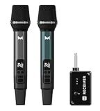 Wireless Microphone, Metal Dynamic Wireless Microphones with One-to-One Chip Connection and Rechargeable Receiver, 40H Duration, 200FT Range Receiving, Volume Control Karaoke Microphone for Singing