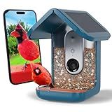 Birdbuddy PRO Solar Smart Bird Feeder with Camera - AI Bird Species Identification, 5MP Photos, 2K HD Video Live Stream Camera, Slow-Motion Video, 2.6in Focus - Blue Solar