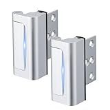 Husfunov 2 Pack Home Security Door Lock,Childproof Door Reinforcement Lock,with 3" Stop Withstand 800 lbs,for Inward Swing Doors,Night Kids Safety Metal Flip Lock Deadbolt Latch (Silver)